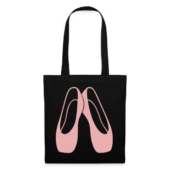 Ballettschuhe Ballett Geschenk Ballerina - Stoffbeutel - Schwarz - Vorne