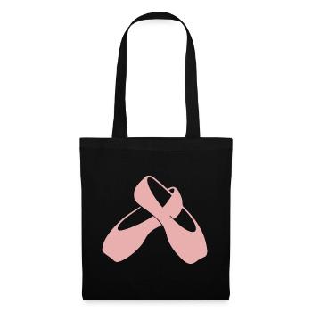 Ballettschuhe Ballett Geschenk Ballerina - Stoffbeutel - Schwarz - Vorne