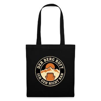 Der Berg ruft Ich geh nicht ran Wandern Retro - Stoffbeutel - Schwarz - Vorne