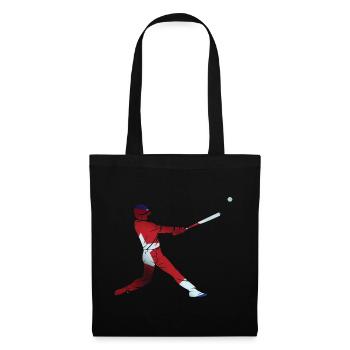 Baseball Geschenk Schlagmann USA Baseballspieler - Stoffbeutel - Schwarz - Vorne