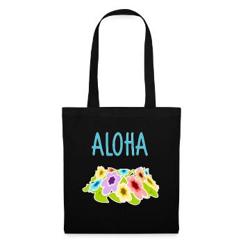 Aloha bunte Blumen Hawaii - Stoffbeutel - Schwarz - Vorne