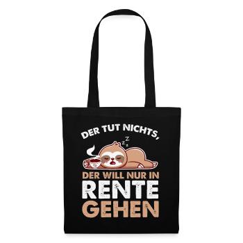 Der will nur in Rente gehen – Faultier Kaffee - Stoffbeutel - Schwarz - Vorne