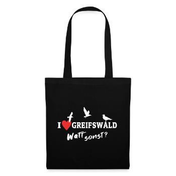 I Love Greifswald Ich Liebe Greifswald - Stoffbeutel - Schwarz - Vorne