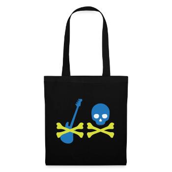 Pirat mit Bass und Totenkopf - Stoffbeutel - Schwarz - Vorne