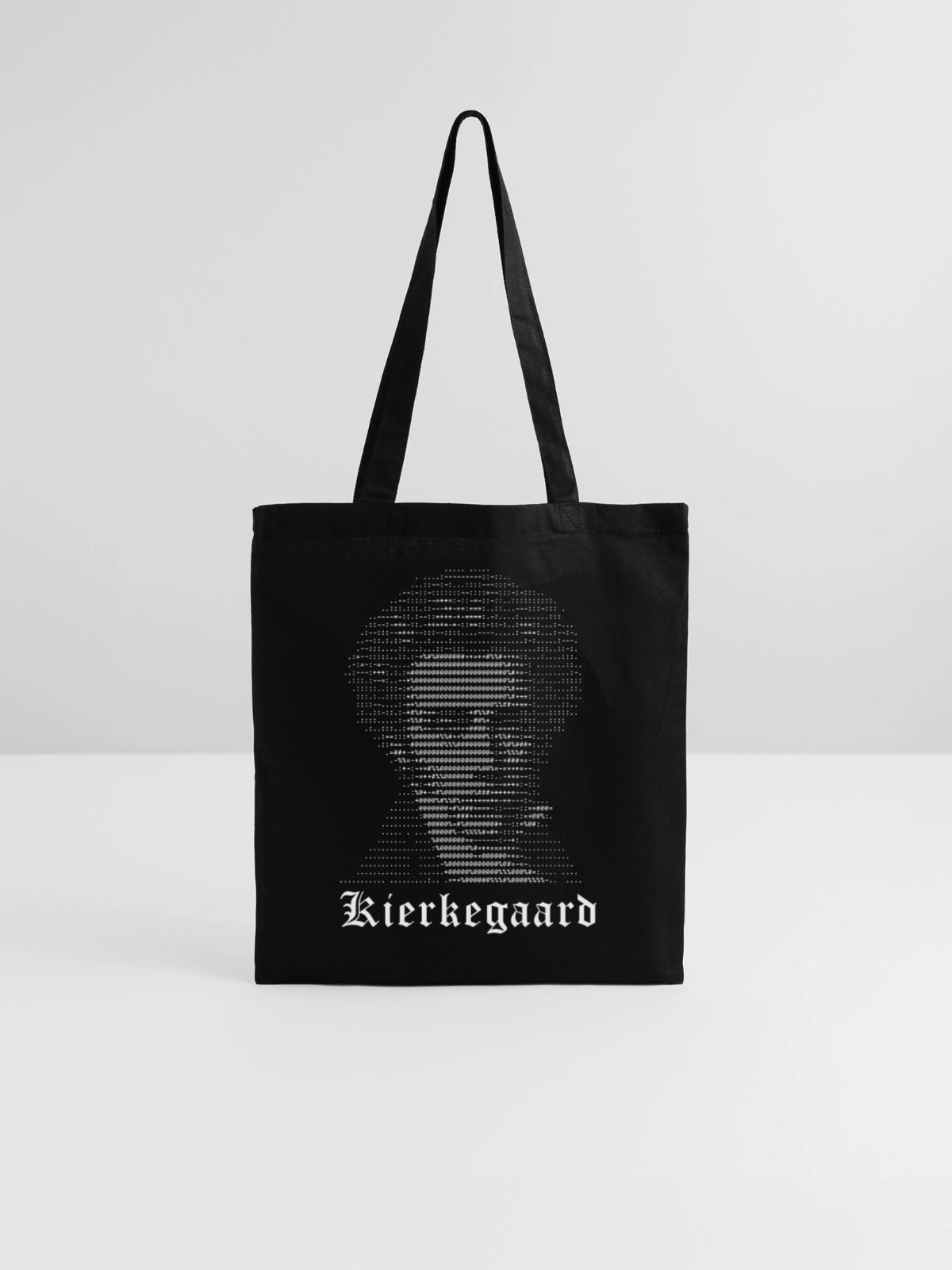 Kierkegaard Porträt-Halbton - Stoffbeutel - Schwarz - Vorne