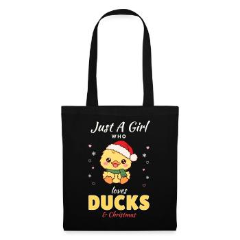 Just a Girl who loves Ducks & Christmas - Stoffbeutel - Schwarz - Vorne