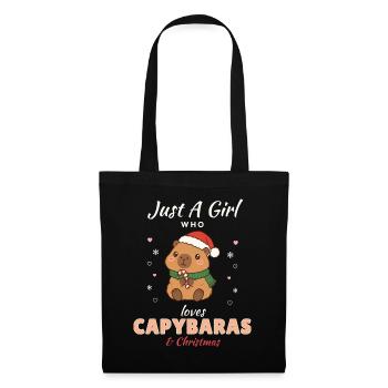 Just a Girl who loves Capybaras & Christmas - Stoffbeutel - Schwarz - Vorne