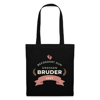 Befördert zum großen Bruder 2027 – Abzeichen - Stoffbeutel - Schwarz - Vorne