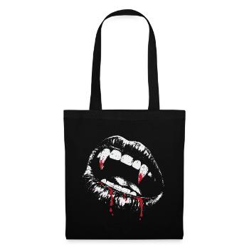 Blutige Vampirzähne – Halloween Horror - Stoffbeutel - Schwarz - Vorne