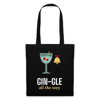 Gin-gle All the Way lustiger Gin-Weihnachtspullover - Stoffbeutel - Schwarz - Vorne
