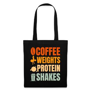 Kaffee Gewichte Protein Shakes Design - Stoffbeutel - Schwarz - Vorne