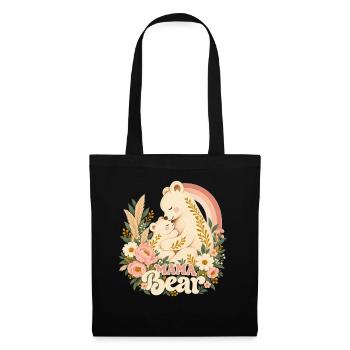Boho Pfingstrose Süße Mama Mutter Mama Bär - Stoffbeutel - Schwarz - Vorne