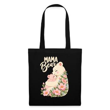 Süßes Blütengeschenk für ihre Frau Mama Bär - Stoffbeutel - Schwarz - Vorne