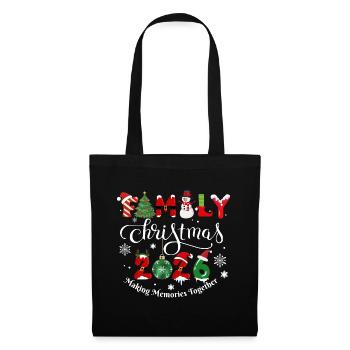 Familienweihnachten, frohe Weihnachten - Stoffbeutel - Schwarz - Vorne