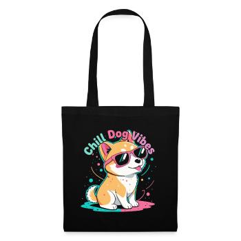 Chill Dog Vibes Corgi - Stoffbeutel - Schwarz - Vorne
