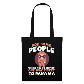 For Some People – Panama Ticket Faultier - Stoffbeutel - Schwarz - Vorne