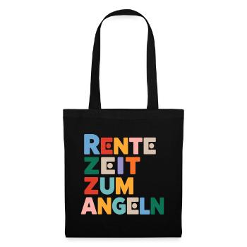 Rente Zeit zum Angeln Spruch - Stoffbeutel - Schwarz - Vorne