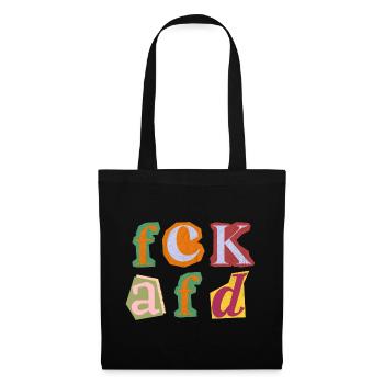 FCK AFD ERPRESSERBRIEF BUCHSTABEN, FCK NZS, NO NZS - Stoffbeutel - Schwarz - Vorne
