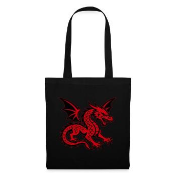 Roter Drache mit ausgebreiteten Flügeln - Stoffbeutel - Schwarz - Vorne