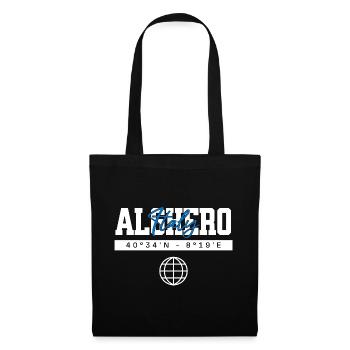 Alghero Italien Koordinaten Reise Souvenir - Stoffbeutel - Schwarz - Vorne