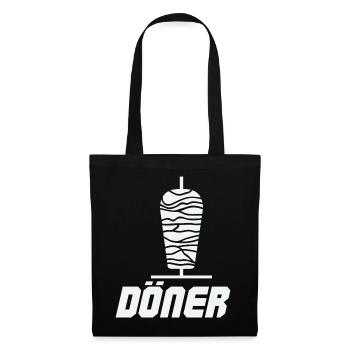 Döner Spieß Emblem - Stoffbeutel - Schwarz - Vorne