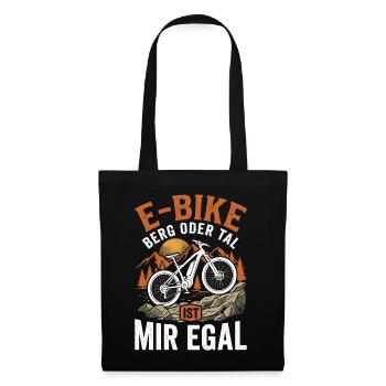 E-Bike Berg Oder Tal Ist Mir Egal Retro Spruch - Stoffbeutel - Schwarz - Vorne