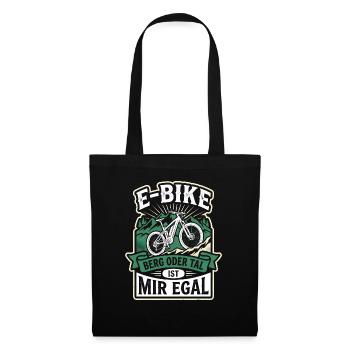 E-Bike Berg Oder Tal Ist Mir Egal Spruch Berge - Stoffbeutel - Schwarz - Vorne