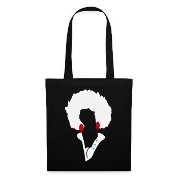 Weiße Afro-Silhouette mit blauen Knöpfen - Stoffbeutel - Schwarz - Vorne