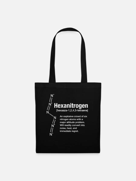 Hexanitrogen Stickstoff Allotrop Chemie Nerd N6 - Stoffbeutel - Schwarz