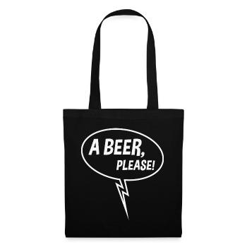 Ein Bier, bitte! (Sprechblase, Trinken, Down W) - Stoffbeutel - Schwarz - Vorne