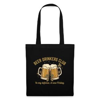 BEER DRINKERS CLUB Bier Spruch Witzig - Stoffbeutel - Schwarz - Vorne