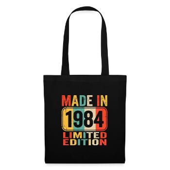 Hergestellt 1984 Limited Edition Vintage-Geburtstags-T-Shirt - Stoffbeutel - Schwarz - Vorne