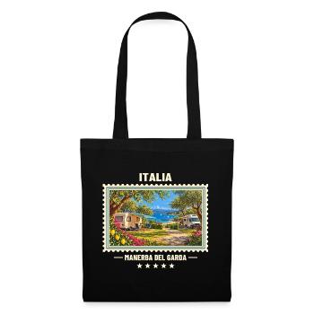 Italien Manerba del Garda Camping Vintage Marke - Stoffbeutel - Schwarz - Vorne