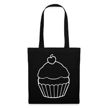 Cupcake Muffin backen Bäcker Geschenk Geburtstag - Stoffbeutel - Schwarz - Vorne