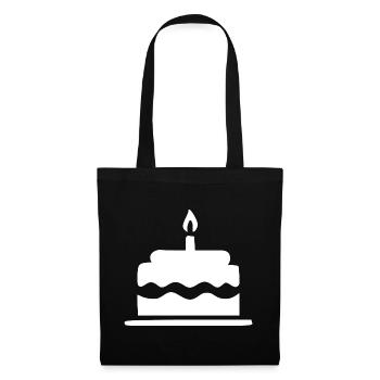 Geburtstagskuchen mit Kerze Geburtstag Geschenk - Stoffbeutel - Schwarz - Vorne