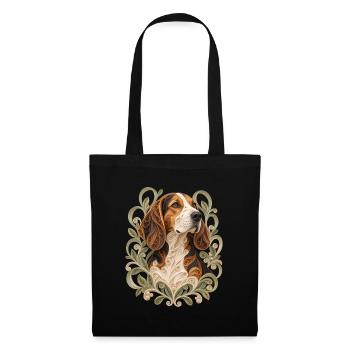 Beagle-Quilling – Hundeporträt - Stoffbeutel - Schwarz - Vorne