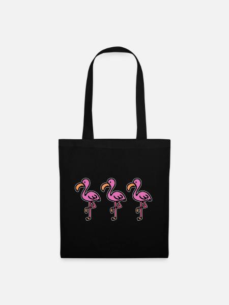 Flamingos - Stoffbeutel - Schwarz