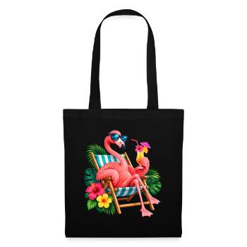 Niedlicher Flamingo Süße Flamingos - Stoffbeutel - Schwarz - Vorne