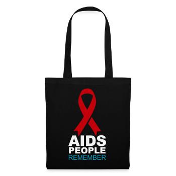 Rotes AIDS-Gedächtnisband - Stoffbeutel - Schwarz - Vorne