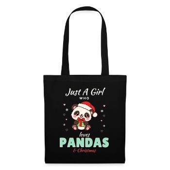 Just a Girl who loves Pandas & Christmas - Stoffbeutel - Schwarz - Vorne
