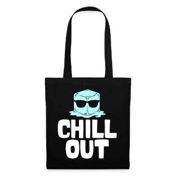 Eiswürfel mit Sonnenbrille – Chill Out - Stoffbeutel - Schwarz - Vorne