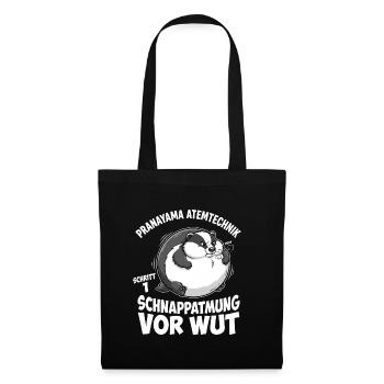 Yoga Dachs Atemübung - Stoffbeutel - Schwarz - Vorne