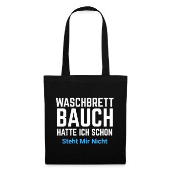 Waschbrett Bauch Spruch Typo - Stoffbeutel - Schwarz - Vorne