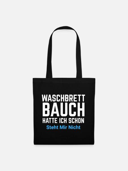 Waschbrett Bauch Spruch Typo - Stoffbeutel - Schwarz