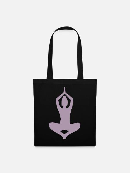 Yoga Design Sonnengruß Silhouette - Stoffbeutel - Schwarz