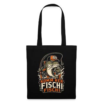 Komm her Fischi Fischi Angler - Stoffbeutel - Schwarz - Vorne