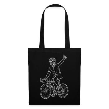 Rennrad Sieg Daumen Hoch Radfahrer Line Art Shirt - Stoffbeutel - Schwarz - Vorne