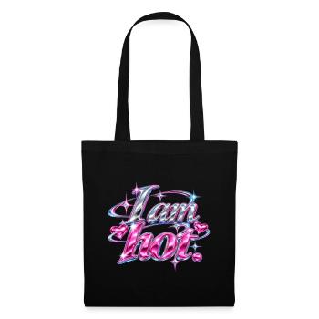 I am hot Glitzer Pink Schriftdesign - Stoffbeutel - Schwarz - Vorne