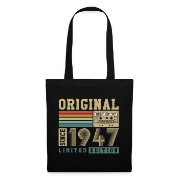 Original 1947 Jahrgang 80. Geburtstag Vintage - Stoffbeutel - Schwarz - Vorne