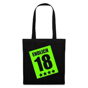 Endlich 18 Geburtstag Neon - Stoffbeutel - Schwarz - Vorne